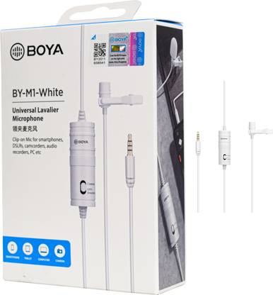 BOYA BYM1 White Omnidirectional Lavalier Microphone