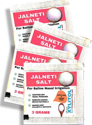 AYURTECH Jala Neti Salt 3 GM satchets with Xylitol, Himalayan PInk Salt and Sodabicarb Manual Nasal Aspirator