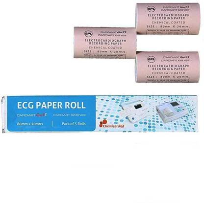 HospiStore Original BPL Cardiart 6208/GenX3 ECG Thermal Paper Roll | Pack of 6 Rolls | 80 mmX20mtrs | 50 gsm Paper Roll