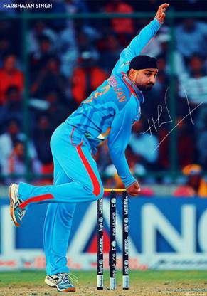Harbhajan Singh Indian Cricket Player Art Effect Poster 02 (12inchx18inch) Photographic Paper