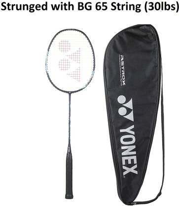 YONEX Astrox Lite 27i Graphite Strunged with BG 65 (30lbs)& 1Grip Black Strung Badminton Racquet