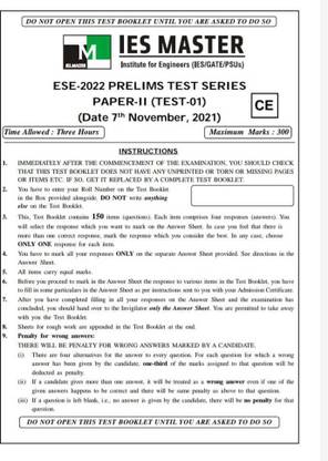 IES MASTER CE Test Series 2022 Test 1 To 10 & FLT 1 To 4 Spiral Binding