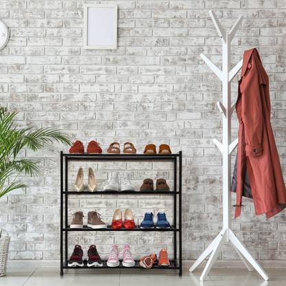 Livzing 4 Tier Metal Shoe Rack Adjustable Stand Multipurpose Storage Portable Shelf Metal Shoe Rack