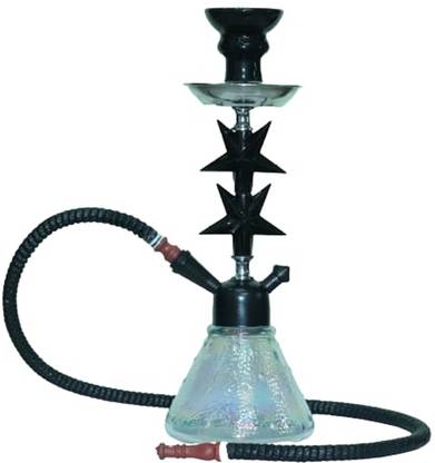 Krishna Crafts Green Modern Designer Shaped Single Hose QT 12" inch Hookah Pot Set 12 inch Glass Hookah