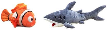 Urban Creation Soft Toys - Finding Nemo (25CM) and Grey Shark Fish (38CM) Soft Plush Toy  - 19 cm