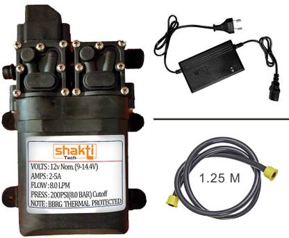 Shakti Tech Motor Pump 12V DC High Water Pump 200 PSI Heavy, 1.7 AMP Charger,1.25 Meter Pipe Diaphragm Water Pump