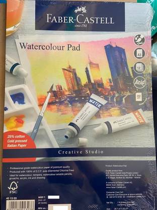 FABER-CASTELL WaterColour Pad A4 Cotton Acid Free Canvas Pad (Set of 12)