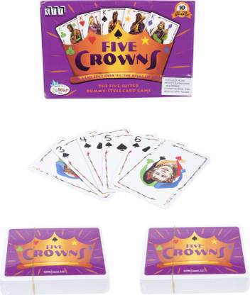 WISHKEY Five Crown Card Game, 5 Suited Rummy Style Fun, Interactive Party Game For Kids