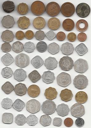 Sansuka 68 different Indian British India Mughal Victoria, George King Rare Old coins Modern Coin Collection