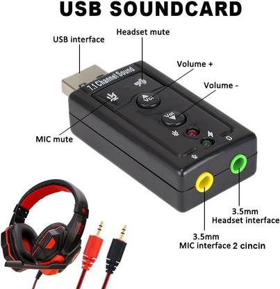 TechnOne 7.1 Channel USB External Sound Card Audio Mic Adapter for Laptop or PC 7.2 Mbps Data Card ,Calls not Supported