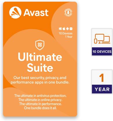 Avast Total Security Multi Device 10 Devices PC (Total Security, VPN Security, Junk Cleaner & Anti Tracker) (PC, Mac, Android, iOS) 1 Year Total Security (Email Delivery - No CD)