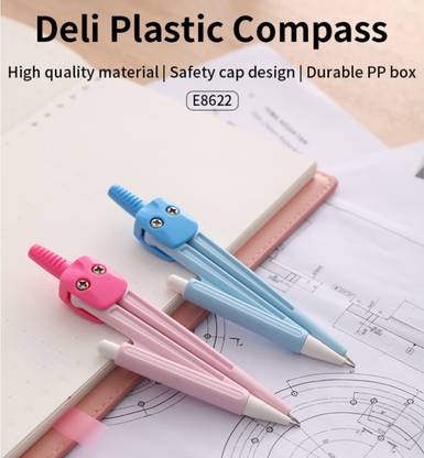 Deli 360 Degree Geometry Compass with Mechanical Pencil leads, Rounder Circle Drawer Drafting Compass Set