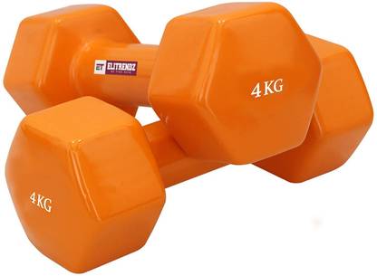 ELITRENDZ Hexagon Cast Iron Vinyl Coated Dumbbell Set (2 x 4Kg = 8Kg) | Fixed Weight Dumbbell