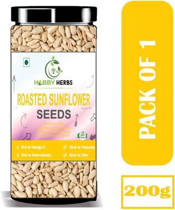 Hobby Herbs Roasted Sunflower Seeds 200gm , Rich in Magnesium, Healthy Seeds for Eating Sunflower Seeds