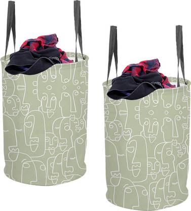 PrettyKrafts 45 L Grey, Black Laundry Basket
