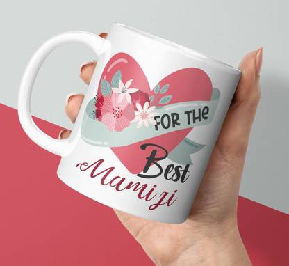 CHHAAP For The Best Mami Ji Printed Microwave Safe Tea Milk White Ceramic Coffee Mug