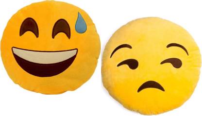 DTSM Collection 2 Smiley Cushion Multi Design 0000106 Microfibre Smiley Cushion Pack of 2