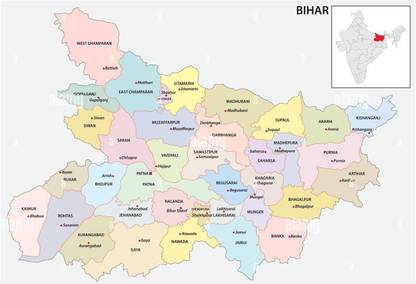 Bihar Map Photo Paper Print Poster Photographic Paper 12 inch X 18 inch Photographic Paper