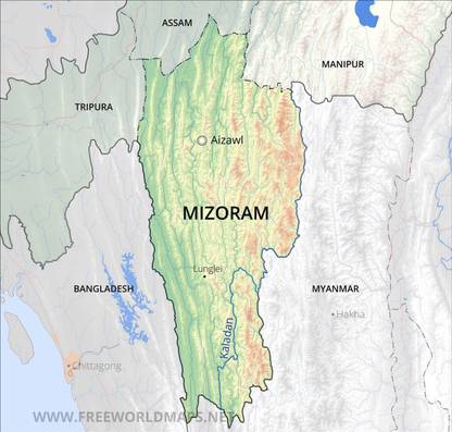 Mizoram Map Photo Paper Print Poster Photographic Paper 12 inch X 18 inch Photographic Paper