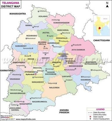 Telangana Map Photo Paper Print Poster Photographic Paper 12Inch X 18 Inch Photographic Paper