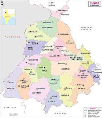 Punjab Map Photo Paper Print Poster Photographic Paper 12 inch X 18 inch Photographic Paper