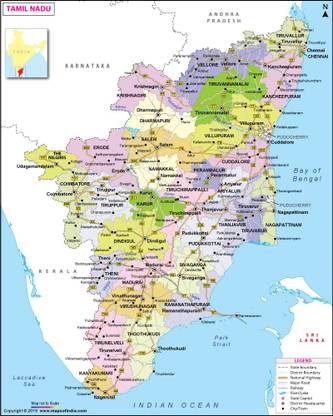 Tamil Nadu Map Photo Paper Print Poster Photographic Paper 12Inch X 18 Inch Photographic Paper