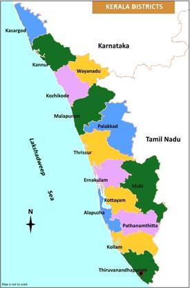 Kerala Map Photo Paper Print Poster Photographic Paper 12 inch X 18 inch Photographic Paper