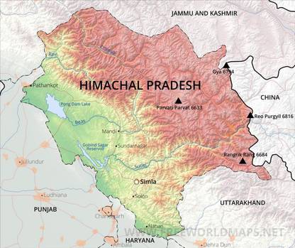 Himachal Pradesh Map Photo Paper Print Poster Photographic Paper 12 inch X 18 inch Photographic Paper