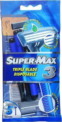 Supermax Triple Blade Razor (Pack of 5), Men