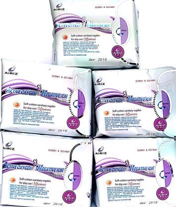 AIRIZ NEGATIVEION SOFT COTTEN SANITARY NAPKIN FOR DAY USE -( 50 PIECES) Sanitary Pad