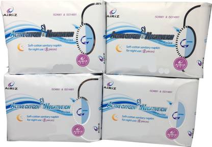 Tiens aiRiZ - ACTIVE OXYGEN & NEGATIVEION RELEX SOFT COTTEN SANITARY NAPKIN FOR NIGHT USE -(32 PIECES) Sanitary Pad