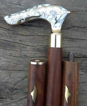 Capital Mart Walking Stick-Walking Cane White Flower Leaf Victorian Handle Hands Walking Stick