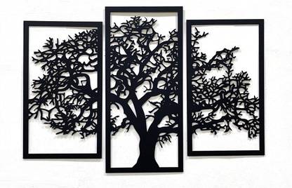 JD Prefab Tree for Home Decor CNC Laser Cut high quality Matte Black finish Pack of 3