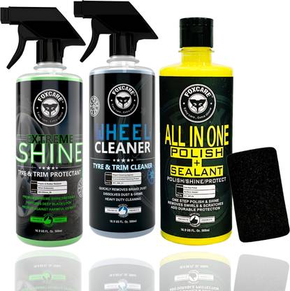 FOXCARE CAR CARE KIT-WHEEL CLEANER +EXTREM SHINE +ALL IN ONE POLISH +SEALANT 1500 ml Wheel Tire Cleaner