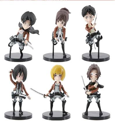 RVM Toys Attack On Set of 6 Titan Action Figure for Car Dashboard, Cake, Office Table Toy