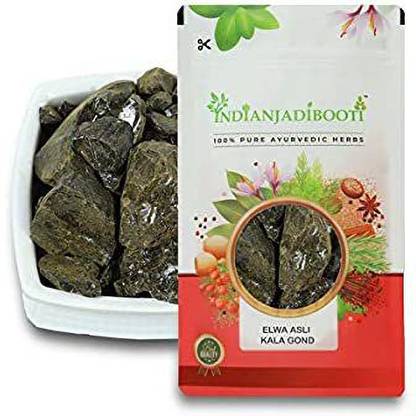IndianJadiBooti Pure Kala Gond - Goond Siyah - Elwa Asli - Aloe Vera Gum - Aloevera, 100 Grams