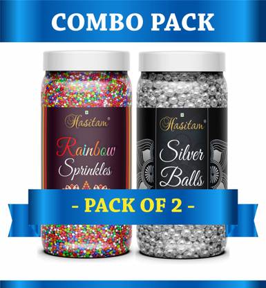 HASITAM 80g EACH ( Rainbow + Silver Ball ) Sprinkles