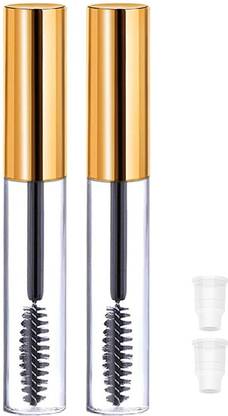 Vinayakart 2Pcs 10ml Empty Mascara Tubes Wand Container Bottle 2 Rubber Inserts - Gold
