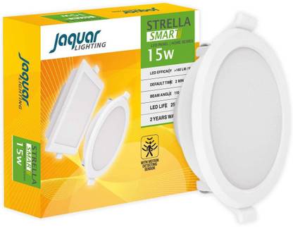 Jaquar LED Strella Smart 15-Watt Motion Sensor Panel Light,IP20 Rating Round,Cool White Recessed Ceiling Lamp