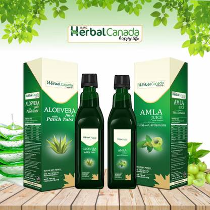 HARC Herbal Canada Aloevera juice + Amla Juice | 100% Pure Ayurvedic