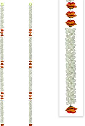 iHandikart Artificial Handmade Jasmine With Rose Flower Garland For Decoration (81004) Multicolor Jasmine, Rose Artificial Flower