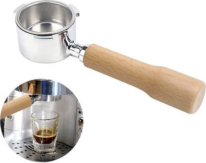 WildCard India Coffee Bottomless Portafilter with Filter Basket & Wooden Handle Replacement Indian Coffee Filter