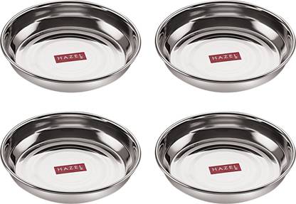 HAZEL Stainless Steel Plates Set Small Steel Breakfast Plates, 150 ML, Set of 4 Half Plate