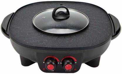 FAINLIST Korean Style 2-in-1 Multi-functional Electric BBQ Raclette Hotpot Pot 15 cm diameter 2 L capacity with Lid