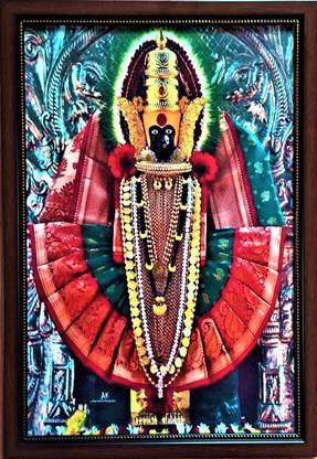 SujArta Mahalakshmi Kolhapur Photo, Premium Vinyl Print, Quality 20*14 Inch, 4 mm Board Religious Frame
