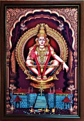 SujArta Ayyappa Swamy Photo, Premium Vinyl Print, Quality 20*14 Inch, 4 mm Board Religious Frame