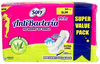 SOFY AntiBacteria Extra Long 290 mm 54 PADS Sanitary Pad