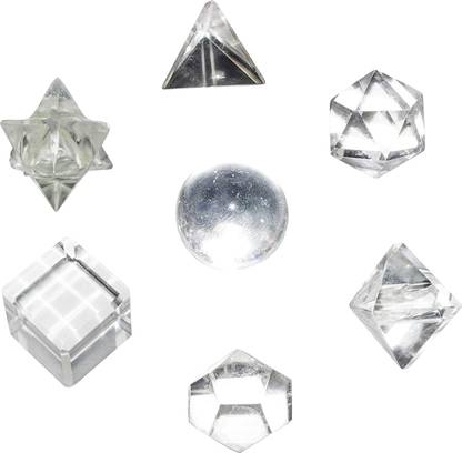 Abn Traders Clear Quartz Seven Chakra Geometry Set Of 7 Pcs Decorative Showpiece  -  2 cm