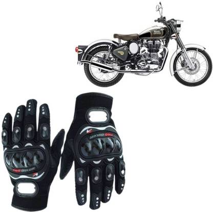 JMO27Deals Racing Gloves Riding/Full Black For Royal Enfield Classic Chrome (Size-L) Riding Gloves