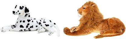 Kraftix Combo Of White Dog (47 cm) & Lion (49 Cm) Stuffed Plush Soft Toy KSTDDOG50LION50 - 50.03 cm